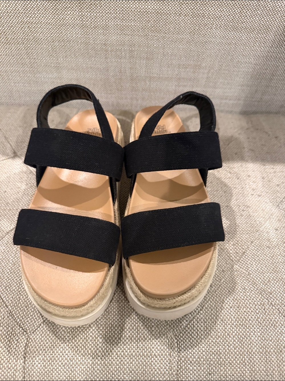 wild fable Black Double-Strap Platform Sandals